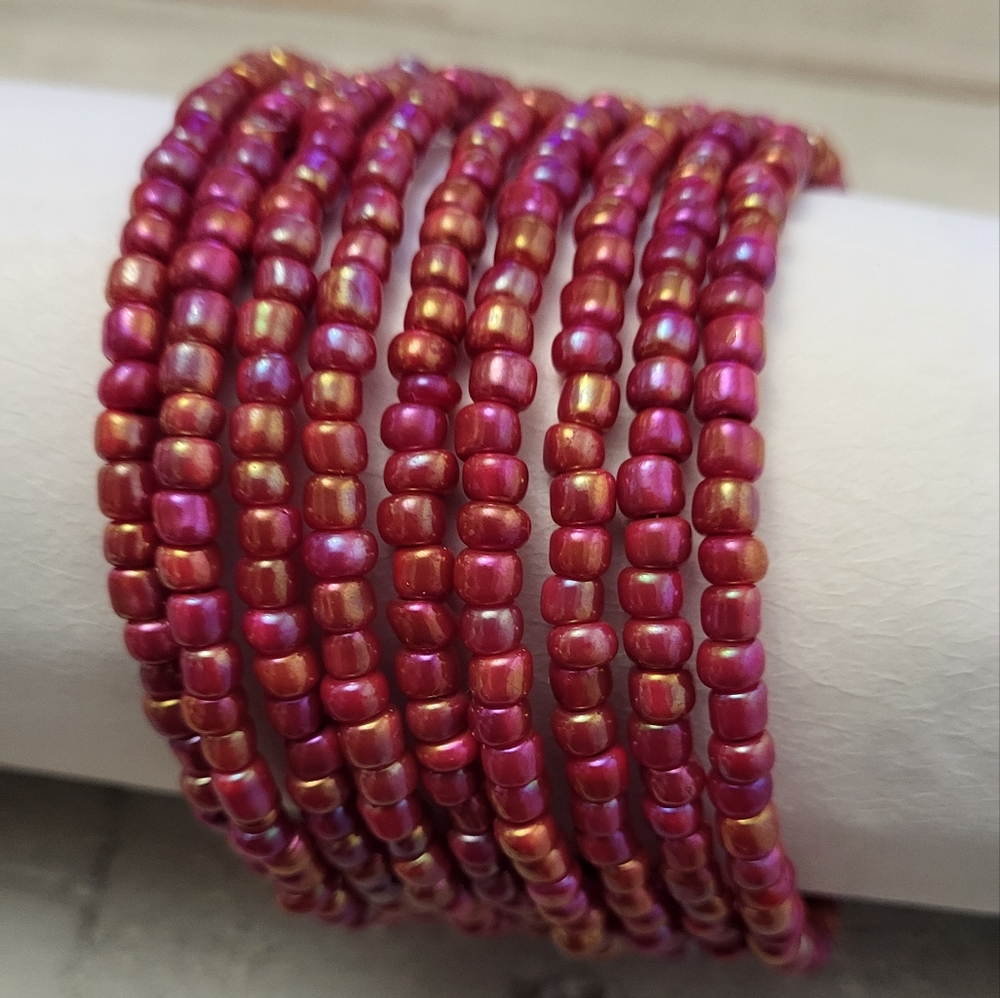 Handmade boho style seed bead memory wire wrap bracelet,beaded bracelet